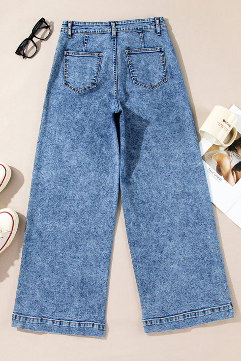 Patch Pocket Straight Leg Loose Fit Jeans